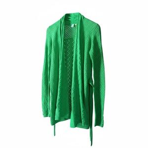 Anthro Knitted & Knotted Green Open Cardigan XS